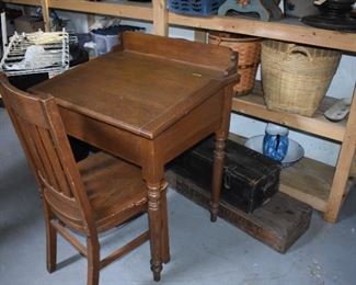 Antique School Master's Desk with Chair 