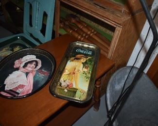 Vintage Coca Cola - Rectangle and Round Serving Tray - Metal Tin
