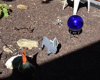 Blue Gazing Globe Glass Garden with Stand