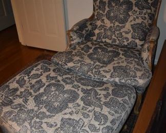 Yale R. Burge Louis XVI Style Oversized Armchair & Ottoman