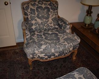 Yale R. Burge Louis XVI Style Oversized Armchair & Ottoman