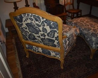 Yale R. Burge Louis XVI Style Oversized Armchair & Ottoman