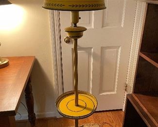 MCM Tole Metal Floor Lamp with Tray Table 