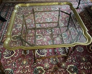 Vintage baker Scalloped Glass Coffee Table in Faux Bamboo