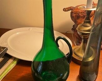 Verde Green Glass Wine Pitcher