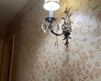 Pair of Crystal Drops Wall Sconces 