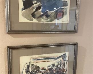 Two modern watercolor prints by Marini