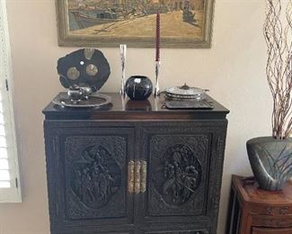 Exquisite chest and Chinese nesting tables.