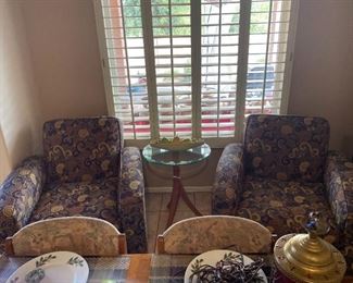 Pair of very comfortable arm chairs and a contemporary accent table