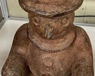 Large Carved Wooden Snowman