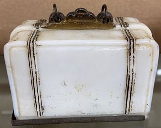 Small Glass Suitcase Candy Container with Metal Bottom (Westmoreland)
