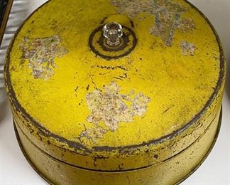 Old Glass Knob and Tin Cake Cover