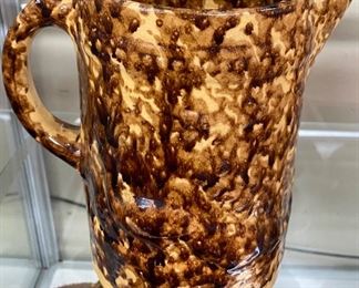 Old Spongeware Pottery Pitcher