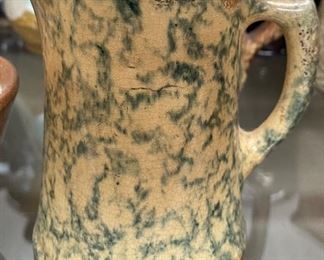 Green and Yellow Spongeware Pitcher