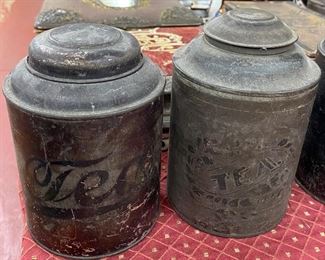 Early Japanned Tea and Coffee Canisters