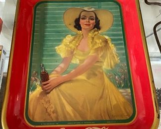 Original Yellow Dress Girl Coca Cola Tray
