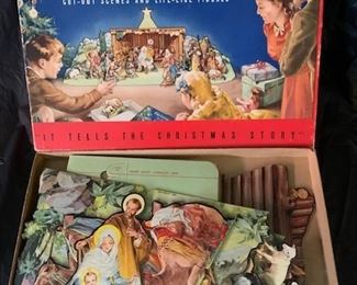 1950's Christmas Manger Cardboard Set in Box
