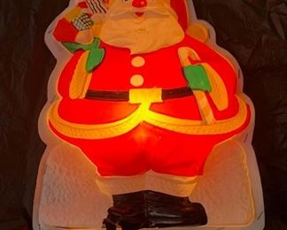 Santa Light Up Plastic 1960s Wall Hanger