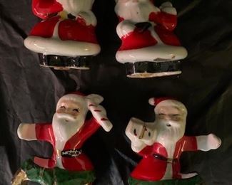 Vintage Santa Salt Pepper, Candle Stick Holders