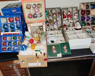 vintage and newer Christmas decorations