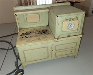 vintage, green toy stove by Girard Toys