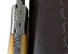 Damascus Custom Knife w Embossed Leather Sheath