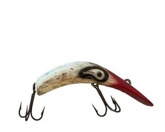 Vintage Kautzky's Lazy Ike 3 Red Head White Wood Fishing Lure 