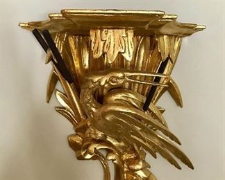 1 of pair
Pair George III style carved giltwood wall brackets, in the manner of Thomas Chippendale, 19th c, as is 
16” h x 11” w x 6.5” d
SOLD
