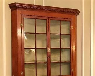 Chippendale style corner cabinet
mid 18th c, American, 
original and replaced glass
replaced hardware, as is
53” x 21” x 88.25
SOLD