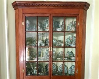Chippendale style corner cabinet
mid 18th c, American, 
original and replaced glass
replaced hardware, as is
53” x 21” x 88.25
SOLD