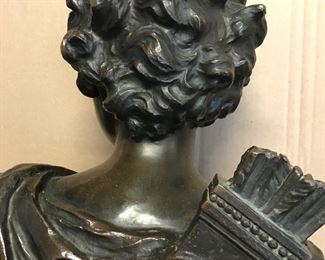 Agathon Leonard
Cupid with Qiuver
bronze bust on marble base
good patina/3 chips to base 
20.25” h (+2.25” marble base)
SOLD
