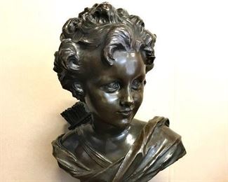 Agathon Leonard
Cupid with Qiuver
bronze bust on marble base
good patina/3 chips to base 
20.25” h (+2.25” marble base)
SOLD
