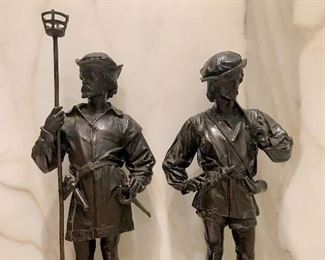 Anatole Jean Thomas Guillot
French (1865-1911)
pair Renaissance style huntsman
bronze 
16.5” h & 18”h 
SOLD