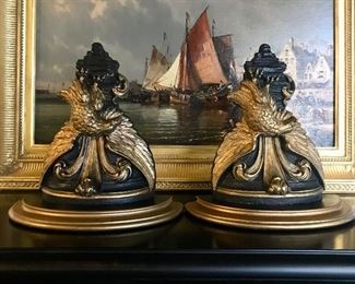 Syroco Wood 
pair parcel gilt wall brackets w/eagles
SOLD
