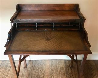 Open
Theodore Alexander “Campagne” flip-top leather top writing desk                    28” x 17”/27” x 31.25”/35.25”
SOLD