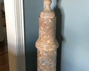 Neoclassical style marble urn on marble pedestal
11” diam x 54.25”
$800