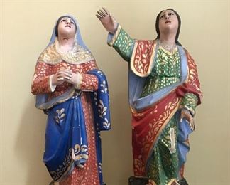 2 19th c polychrome carved wood Santos figures with glass eyes, scattered paint loss
11” h & 11.25” h 

$900