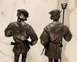 Anatole Jean Thomas Guillot
French (1865-1911)
pair Renaissance style huntsman
bronze 
16.5” h & 18”h 
SOLD
