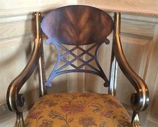 Ferguson Copeland 
Regency style arm chair
floral upholstery
late 20th c                                                        22”x 24.5” x 37” h seat 18.25”h
$550