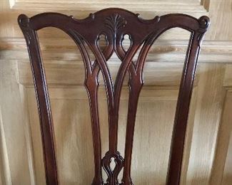 1 of pair
Pair Philadelphia Chippendale style chairs with needlepoint seats
ball & claw & shell motif, as is                       (seats need re-stuffing)                           20” x 20” x 39.5” h
$600
PENDING
