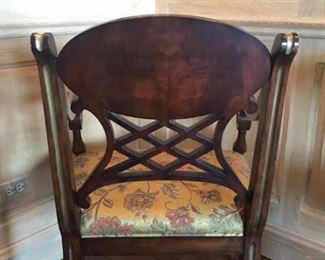 Ferguson Copeland 
Regency style arm chair
floral upholstery
late 20th c                                                        22”x 24.5” x 37” h seat 18.25”h
$550