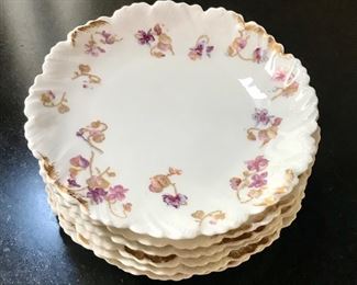 6 Elite
porcelain scalloped edge floral dishes, Limoges France, 5.75” round
SOLD