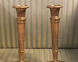 Pair Empire gilt bronze candlesticks with quiver motif, France, c 1820
9.5”h
SOLD