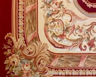 Detail
Aubusson style carpet
crimson field with scrolls & foliage, creams & golds
late 20th c
94” x 126”

$1200