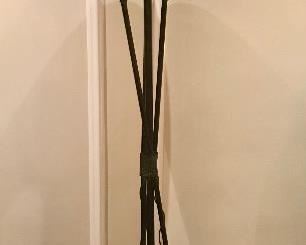 Maitland Smith 
3-horn metal floor lamp
verdigris finish, 64” h with shade 

$600
