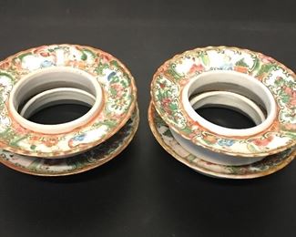 4 Chinese Export 
Rose Mandarin
porcelain brush pot rings
$100
