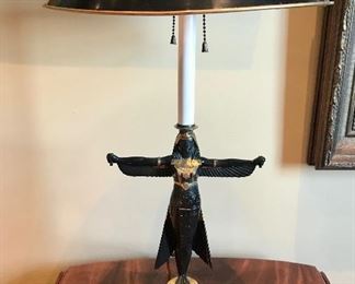 Pair Egyptian revival table lamps bronze & marble w/tole shades
20th c
29.5” h
SOLD
