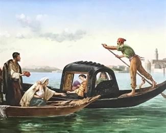 Giuseppi Bertini
Elemosina in laguna
oil on porcelain
9” x 15” 
SOLD