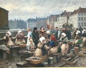 Soren C Bjulff
(Danish, 1890-1948) 
The Fish Market
 oil on canvas
 c 1935    
 28” x 36”

$2800
