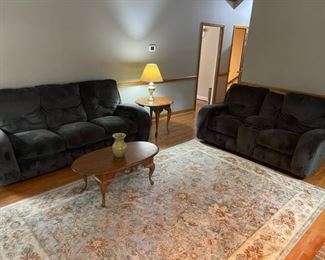 Power reclining sofa, reclining console loveseat